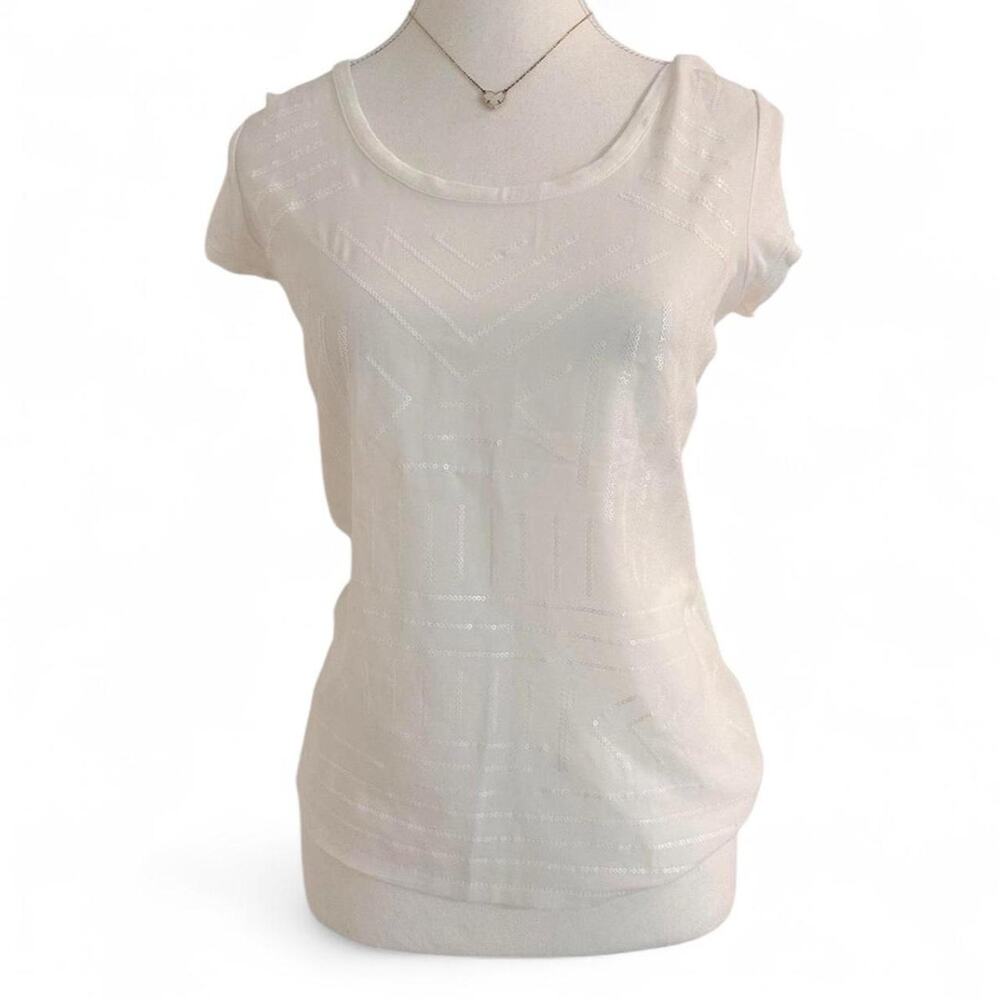 Aeropostale white sequin short sleeve top size small